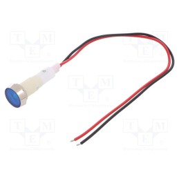 10 pcs : IND10P-24B-W - Indicator: LED, flat, blue, 24VDC, 24VAC, Ø10mm, leads 200mm