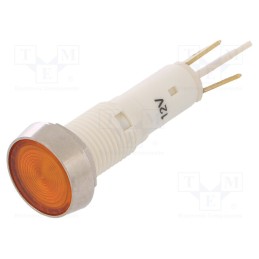 10 pcs : IND10P-12Y-C - Indicator: LED, flat, yellow, 12VDC, 12VAC, Ø10mm, plastic