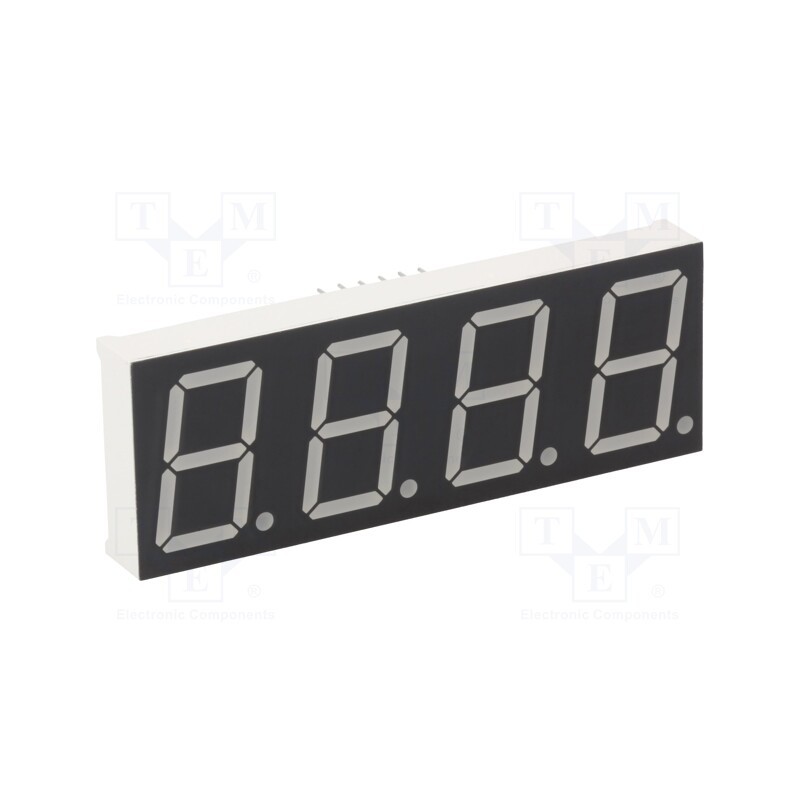 10 pcs : KW4-802CGB - Display: LED, 7-segment, 20.4mm, 0.8', No.char: 4, yellow-green