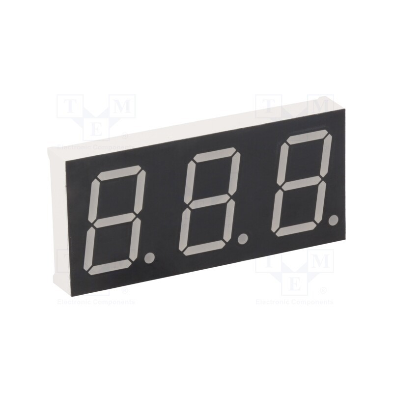 10 pcs : KW3-801CVB - Display: LED, 7-segment, 20.32mm, 0.8', No.char: 3, red, 45÷90mcd