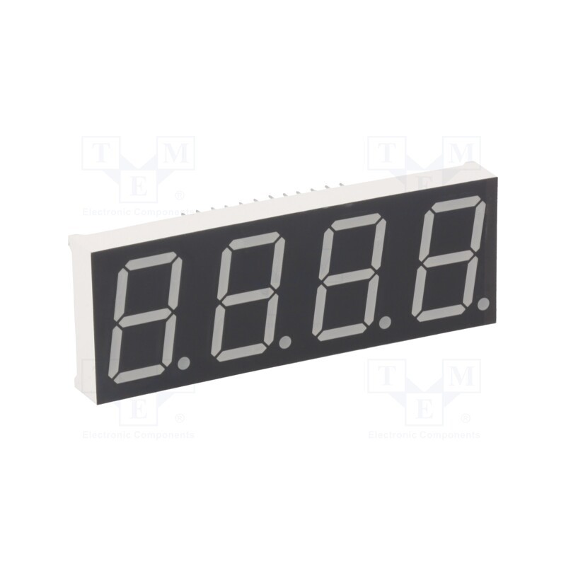 10 pcs : KW4-801AGB - Display: LED, 7-segment, 20.4mm, 0.8', No.char: 4, yellow-green