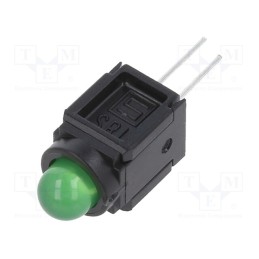 10 pcs : 35.126100000000001 - LED, in housing, green, 5mm, No.of diodes: 1, 30mA, Lens: green, 60°