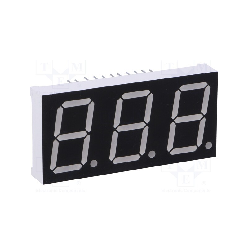 10 pcs : LTD080AUE-103A-01 - Display: LED, 7-segment, 20.32mm, 0.8', No.char: 3, red, 11mcd