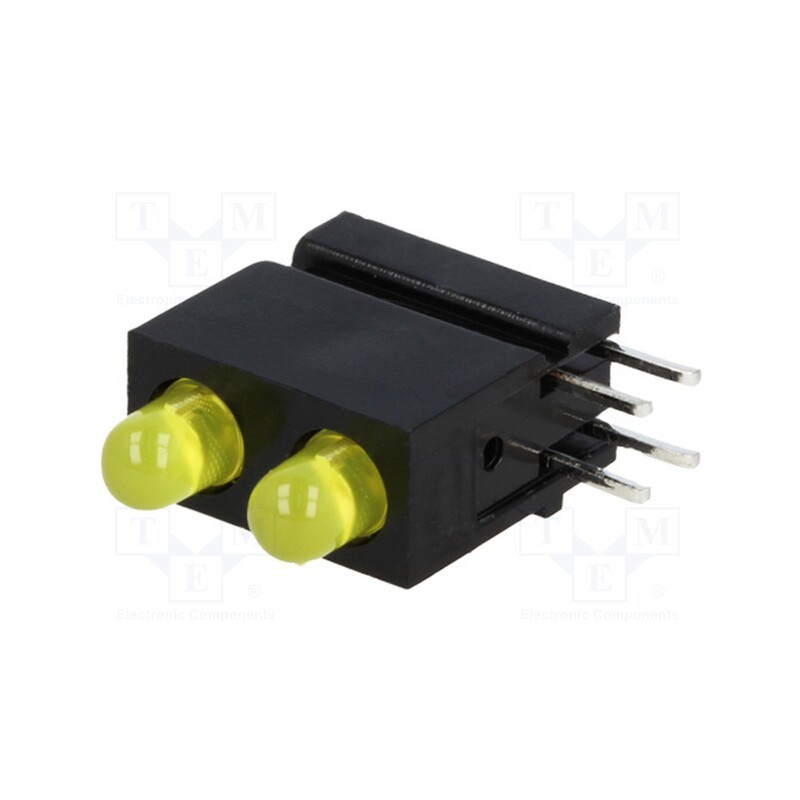 10 pcs : 1801.7733000000001 - LED, in housing, yellow, 3mm, No.of diodes: 2, 20mA, 60°, 1.2÷4mcd