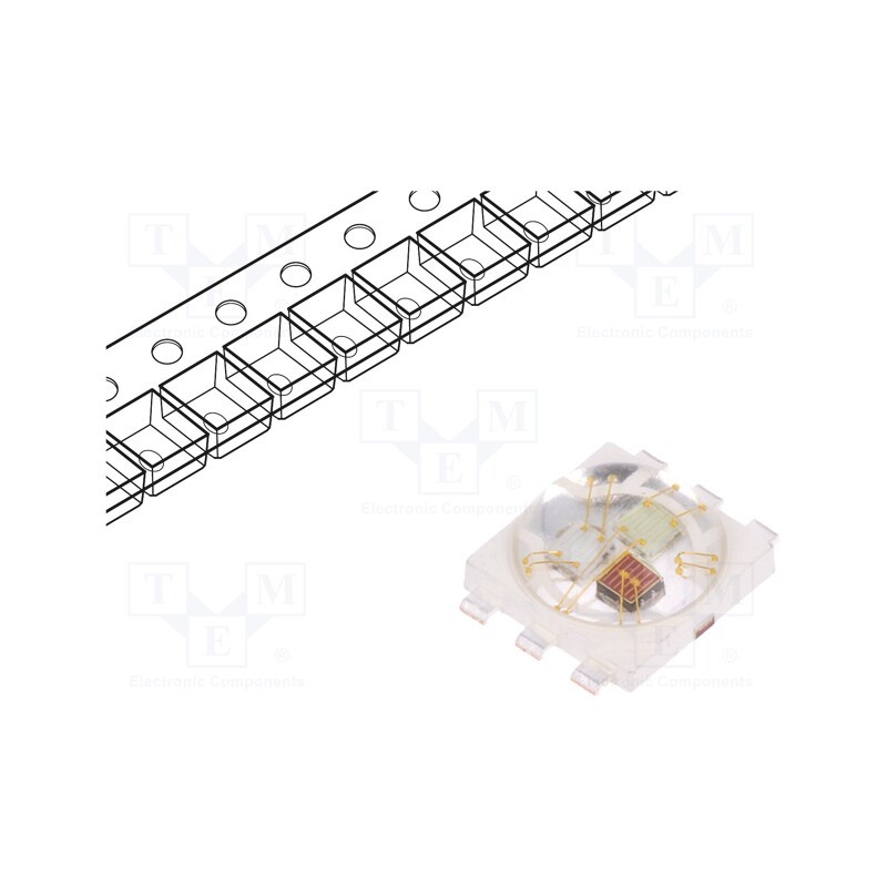 10 pcs : PP6N-3LFE - Power LED, RGB, 140°, 350mA, λd: 460÷465nm,520÷530nm,620÷630nm