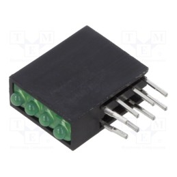 10 pcs : H485CGD - LED, in housing, green, 1.8mm, No.of diodes: 4, 20mA, Lens: diffused