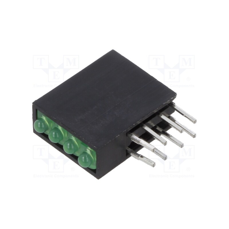 10 pcs : H485CGD - LED, in housing, green, 1.8mm, No.of diodes: 4, 20mA, Lens: diffused
