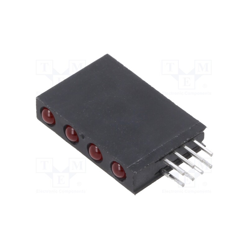 10 pcs : H401CRD - LED, in housing, red, 3mm, No.of diodes: 4, 20mA, Lens: diffused, 40°