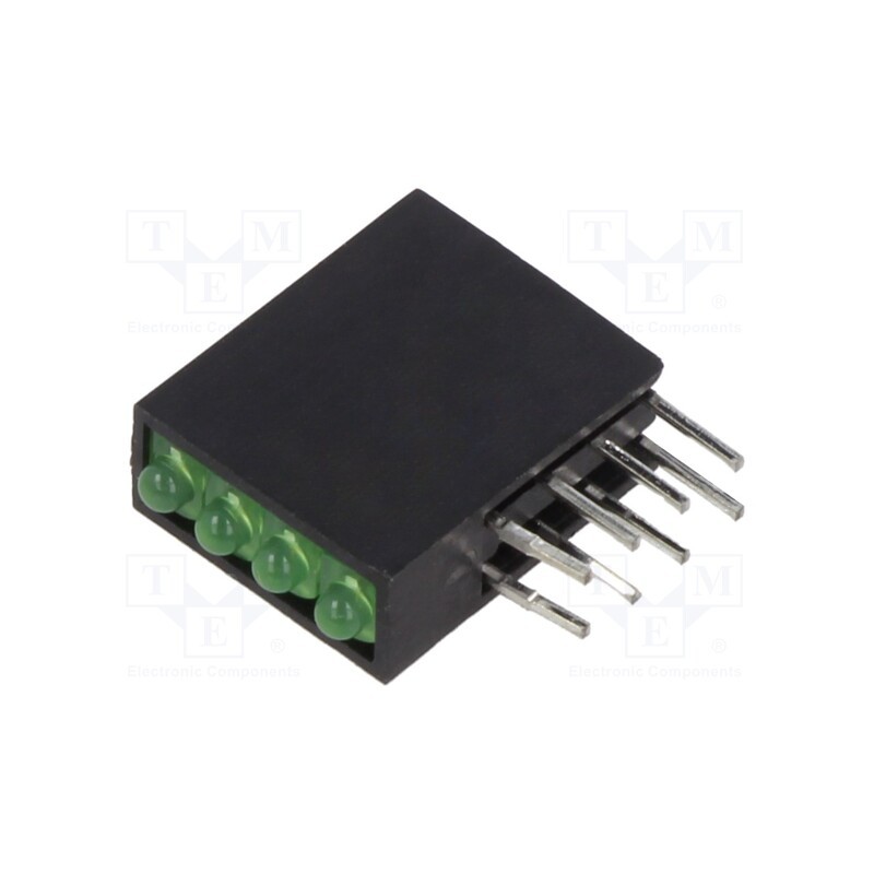 10 pcs : H485CGDL - LED, in housing, green, 1.8mm, No.of diodes: 4, 2mA, Lens: diffused