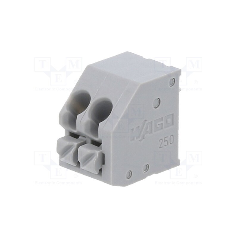 10 pcs : 250-102 - PCB terminal block, angled 45°, 3.5mm, ways: 2, on PCBs, terminal