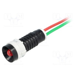 10 pcs : LR-D5-24AC/DC - Indicator: LED, recessed, red, 24VDC, 24VAC, Ø11mm, IP40, plastic