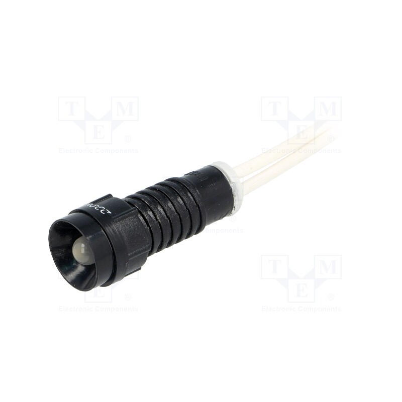 10 pcs : LW-D5-230AC - Indicator: LED, recessed, white, 230VAC, Ø11mm, IP40, leads 300mm