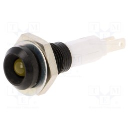 10 pcs : 2658.8072999999999 - Indicator: LED, recessed, yellow, Ø9mm, for PCB, brass, ØLED: 5mm