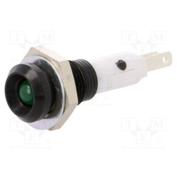 10 pcs : 2658.8083000000001 - Indicator: LED, recessed, green, Ø9mm, for PCB, brass, ØLED: 5mm