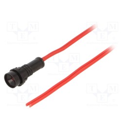 10 pcs : LKM220-R 600MM CABLE - Indicator: LED, prominent, red, 230VAC, Ø10mm, IP20, leads 600mm
