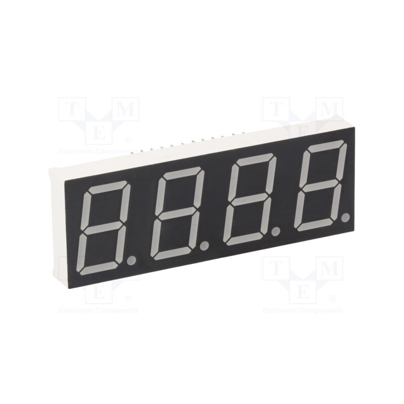 10 pcs : KW4-801CVB - Display: LED, 7-segment, 20.4mm, 0.8', No.char: 4, red, 45÷90mcd