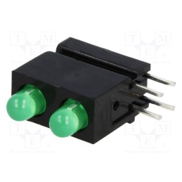 10 pcs : 1801.8833 - LED, in housing, green, 3mm, No.of diodes: 2, 2mA, 60°, 1÷5mcd