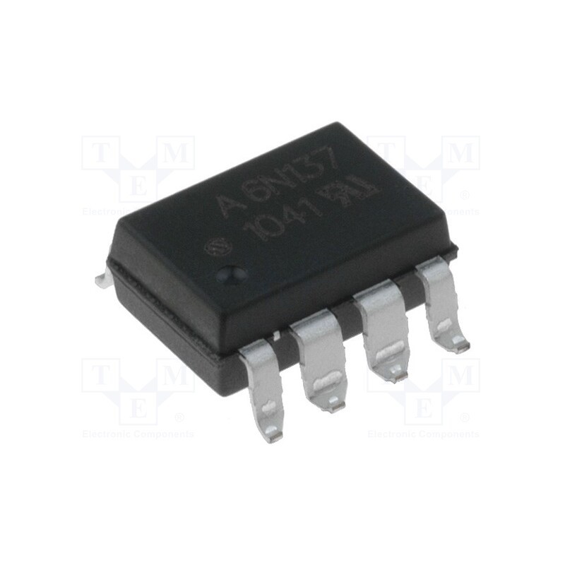 10 pcs : 6N137-300E - Optocoupler, SMD, Ch: 1, OUT: Schmitt trigger, CTR@If: 19-50%@16mA