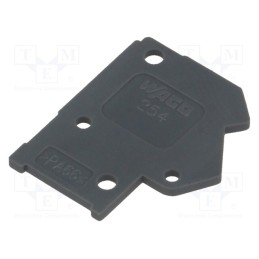 50 pcs : 254-200 - End plate, H: 15.7mm, dark grey, Features: assembling possibility
