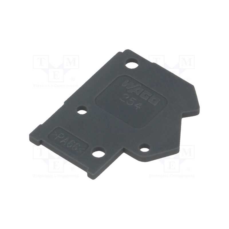 50 pcs : 254-200 - End plate, H: 15.7mm, dark grey, Features: assembling possibility