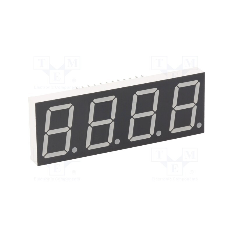 10 pcs : KW4-806AGB - Display: LED, 7-segment, 20.4mm, 0.8', No.char: 4, yellow-green