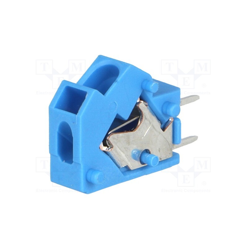 10 pcs : 254-844 - PCB terminal block, angled 45°, 5mm, ways: 1, on PCBs, 0.5÷2.5mm2