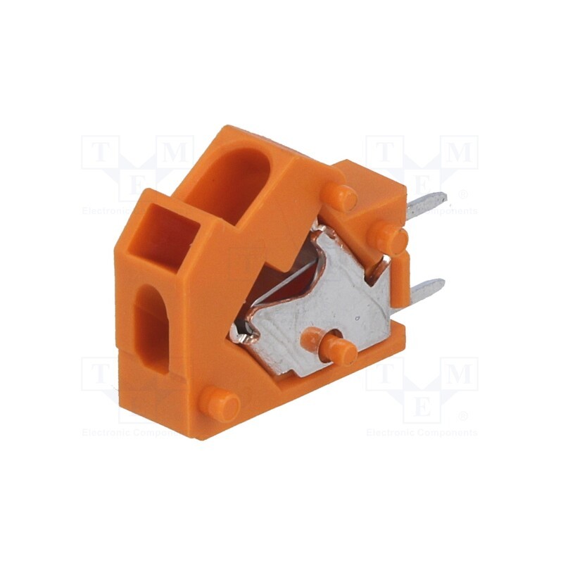 10 pcs : 254-846 - PCB terminal block, angled 45°, 5mm, ways: 1, on PCBs, 0.5÷2.5mm2