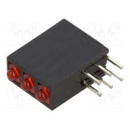 10 pcs : H380CHDL - LED, in housing, red, 1.8mm, No.of diodes: 3, 2mA, Lens: diffused