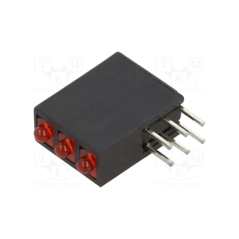 10 pcs : H380CHDL - LED, in housing, red, 1.8mm, No.of diodes: 3, 2mA, Lens: diffused