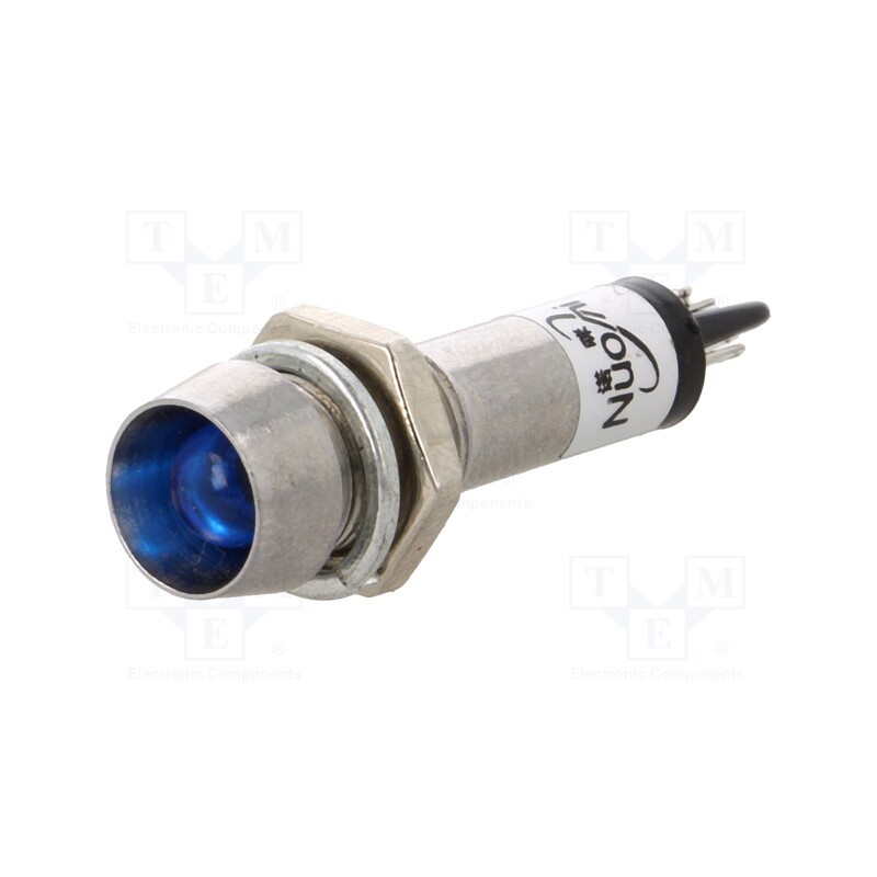 20 pcs : IND8-24B-B - Indicator: LED, recessed, blue, 24VDC, Ø8.2mm, IP40, for soldering
