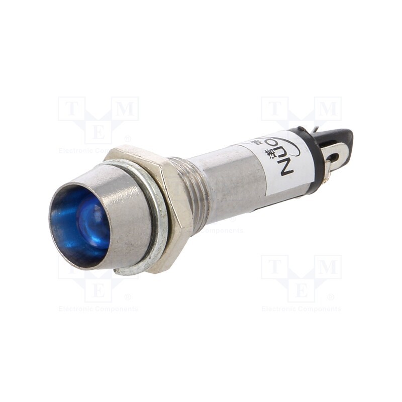 20 pcs : IND8-12B-B - Indicator: LED, recessed, blue, 12VDC, Ø8.2mm, IP40, for soldering