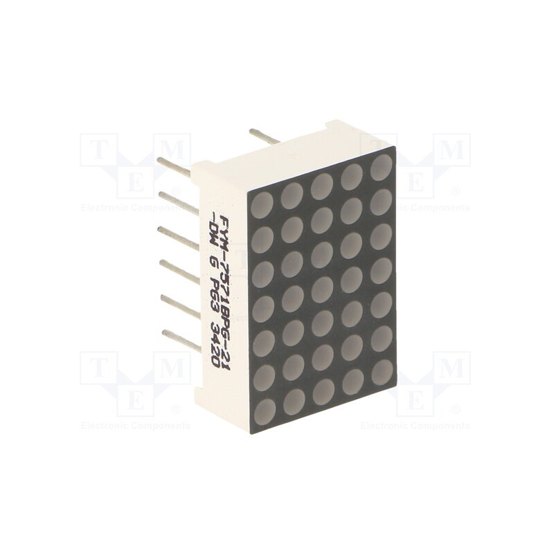 10 pcs : FYM-7571BPG-21-DW - Display: LED, matrix, 5x7, green, 260÷310mcd, 12.7x17.8x6.3mm