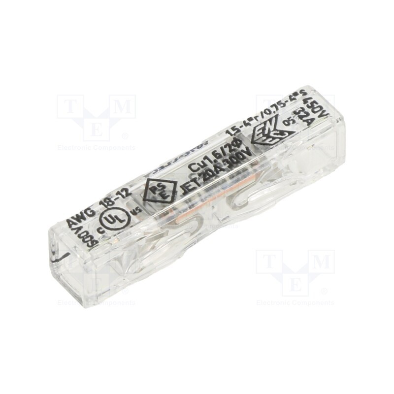 10 pcs : 2773-2401 - Quick splice, 2273, spring clamp, 0.75÷4mm2, 32A, ways: 1, straight