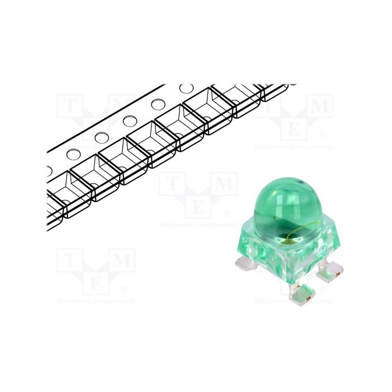 10 pcs : ALMD-CM3D-XZ002 - LED, SMD, green, 7200÷16000mcd, 4.2x4.2x6.5mm, 30°, 2.8÷3.8V, 20mA