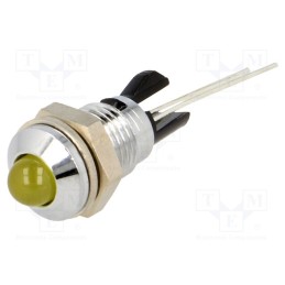 10 pcs : 2665.8071 - Indicator: LED, prominent, yellow, Ø8mm, for PCB, brass, ØLED: 5mm