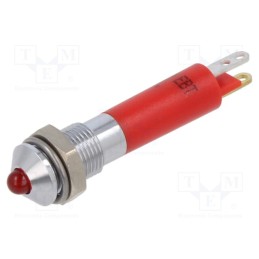 10 pcs : 19020350 - Indicator: LED, prominent, red, 24VDC, Ø6mm, connectors 2,0x0,5mm