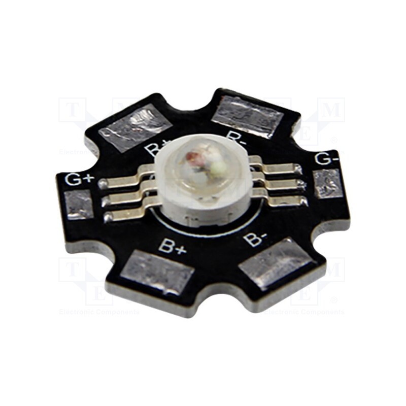 10 pcs : M018001MA3PZ - Power LED, STAR, RGB, 140°, λd: 467nm,523nm,622nm, P: 3W, Ø22.5mm