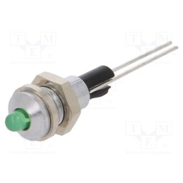 10 pcs : 2663.8081000000002 - Indicator: LED, prominent, green, Ø6mm, for PCB, brass, ØLED: 3mm