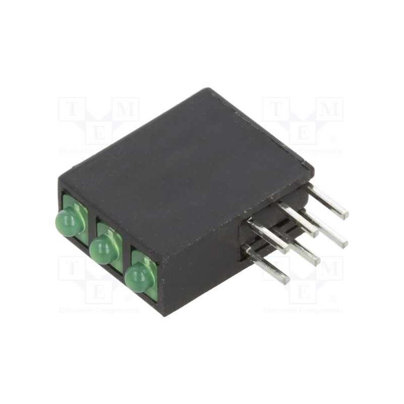 10 pcs : H380CGD - LED, in housing, green, 1.8mm, No.of diodes: 3, 20mA, Lens: diffused