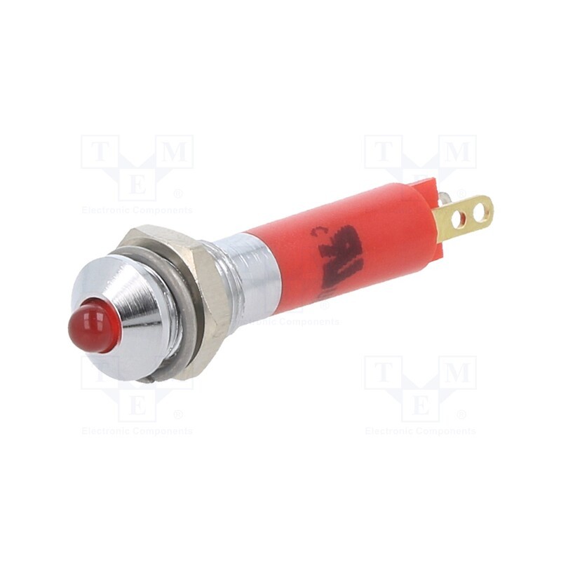 10 pcs : 19020353 - Indicator: LED, prominent, red, 24VDC, Ø6mm, connectors 2,0x0,8mm