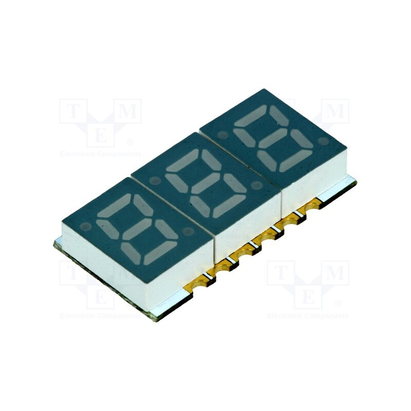 10 pcs : OSK3028A-IR - Display: LED, 7-segment, 10mm, 0.28', No.char: 3, red, 2÷10mcd, anode