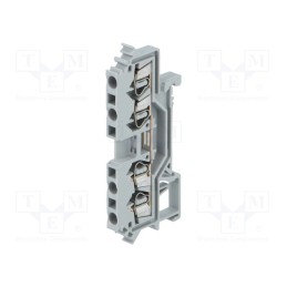 10 pcs : 280-621 - Splice terminal: rail, 2.5mm2, ways: 1, terminals: 4, grey, TS35