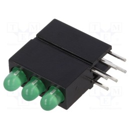10 pcs : 1882.8880999999999 - LED, in housing, green, 2.8mm, No.of diodes: 3, 20mA, 40°, 10÷20mcd