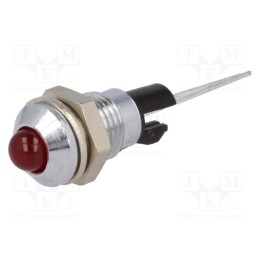 10 pcs : 2665.8020999999999 - Indicator: LED, prominent, red, Ø8mm, for PCB, brass, ØLED: 5mm