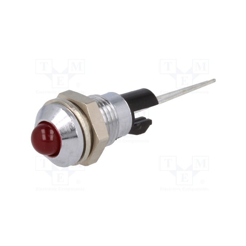 10 pcs : 2665.8020999999999 - Indicator: LED, prominent, red, Ø8mm, for PCB, brass, ØLED: 5mm