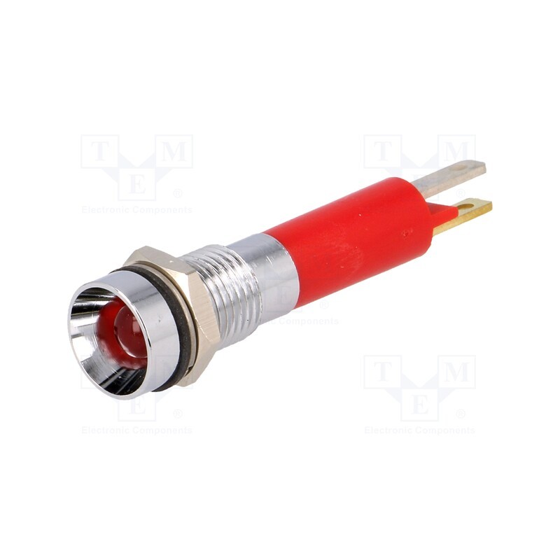 10 pcs : 19050353 - Indicator: LED, recessed, red, 24VDC, Ø8mm, IP67, metal, ØLED: 3mm