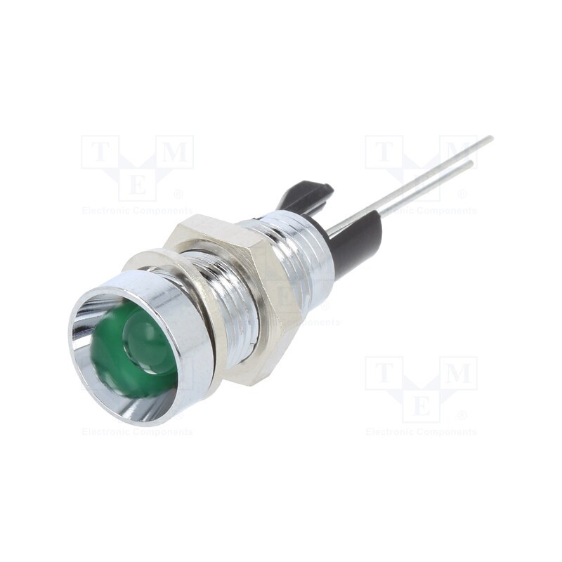 10 pcs : 2664.8081000000002 - Indicator: LED, recessed, green, Ø8mm, for PCB, brass, ØLED: 5mm