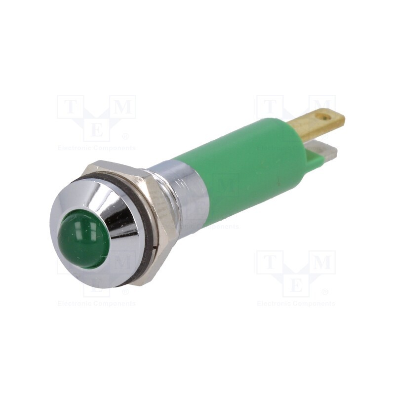 10 pcs : 19040351 - Indicator: LED, prominent, green, 24VDC, Ø8mm, IP40, plastic