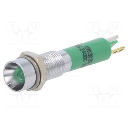 10 pcs : 19030351 - Indicator: LED, recessed, green, 24VDC, Ø6mm, connectors 2,0x0,5mm