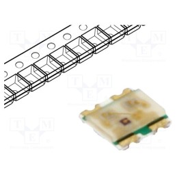 10 pcs : HSMF-C114 - LED, SMD, 0606, RGB, 1.6x1.5x0.35mm, 145°, 20mA, Lens: diffused